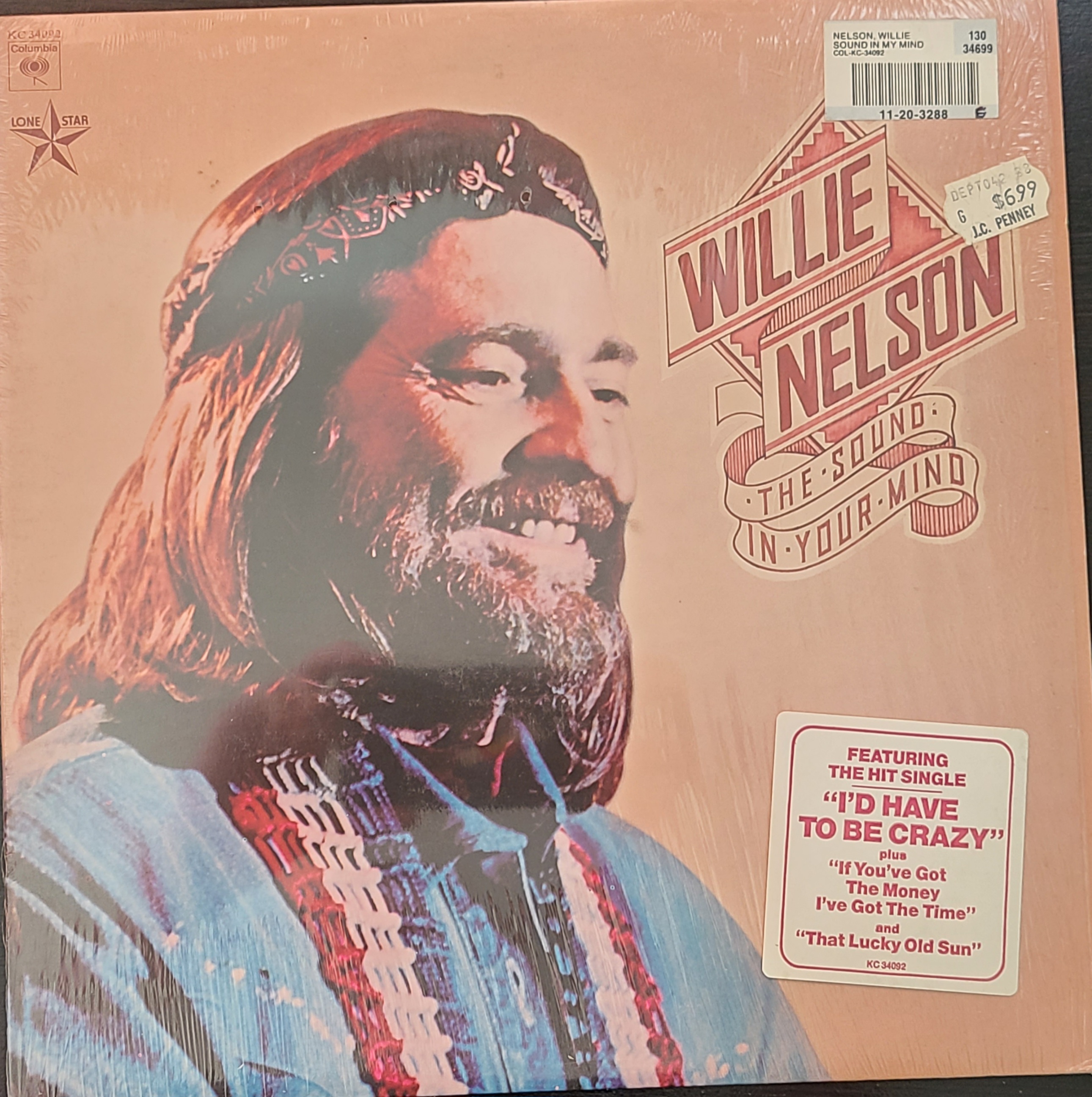 Willie Nelson 'The Sound in Your Mind' Vinyl Record ID # KC 34092